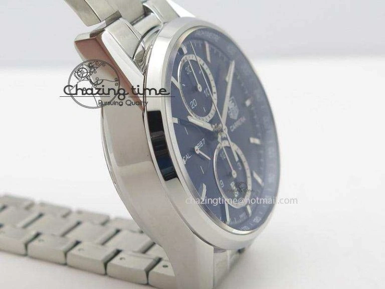 Bold Carrera CAL1887 Chronograph 41mm SS V6F 1:1 Best Edition Blue Dial On SS Bracelet CAL 9715