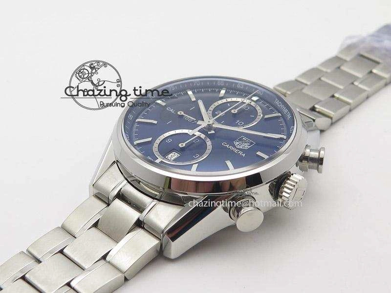 Bold Carrera CAL1887 Chronograph 41mm SS V6F 1:1 Best Edition Blue Dial On SS Bracelet CAL 9715