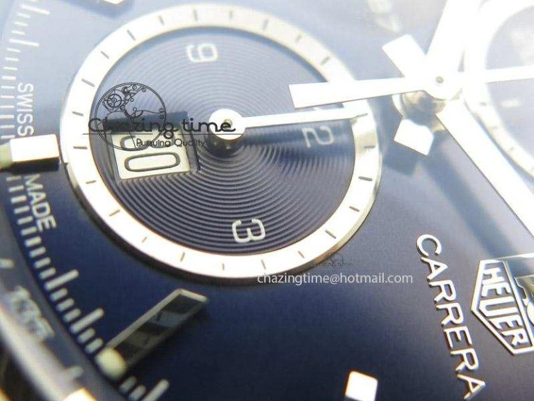 Bold Carrera CAL1887 Chronograph 41mm SS V6F 1:1 Best Edition Blue Dial On SS Bracelet CAL 9715