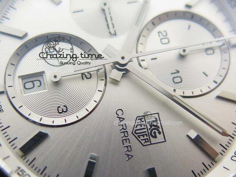 GoAnywhere Carrera CAL1887 Chronograph 41mm SS V6F 1:1 Best Edition White Dial On Brown Leather Strap CAL 9718