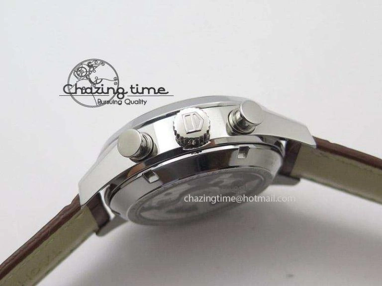 GoAnywhere Carrera CAL1887 Chronograph 41mm SS V6F 1:1 Best Edition White Dial On Brown Leather Strap CAL 9718
