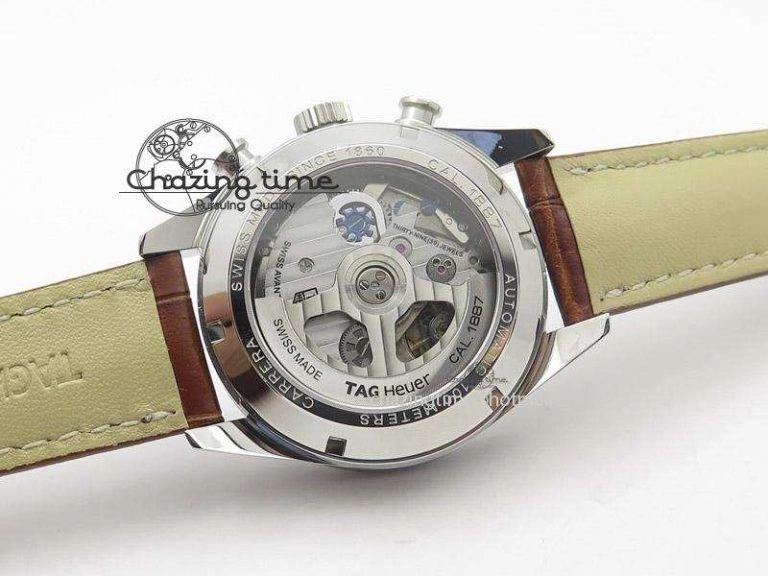 GoAnywhere Carrera CAL1887 Chronograph 41mm SS V6F 1:1 Best Edition White Dial On Brown Leather Strap CAL 9718