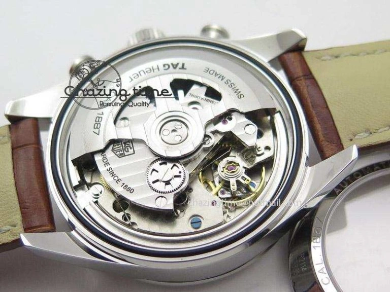 GoAnywhere Carrera CAL1887 Chronograph 41mm SS V6F 1:1 Best Edition White Dial On Brown Leather Strap CAL 9718