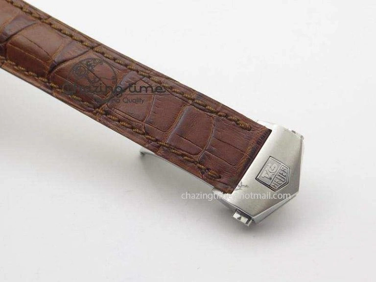 GoAnywhere Carrera CAL1887 Chronograph 41mm SS V6F 1:1 Best Edition White Dial On Brown Leather Strap CAL 9718