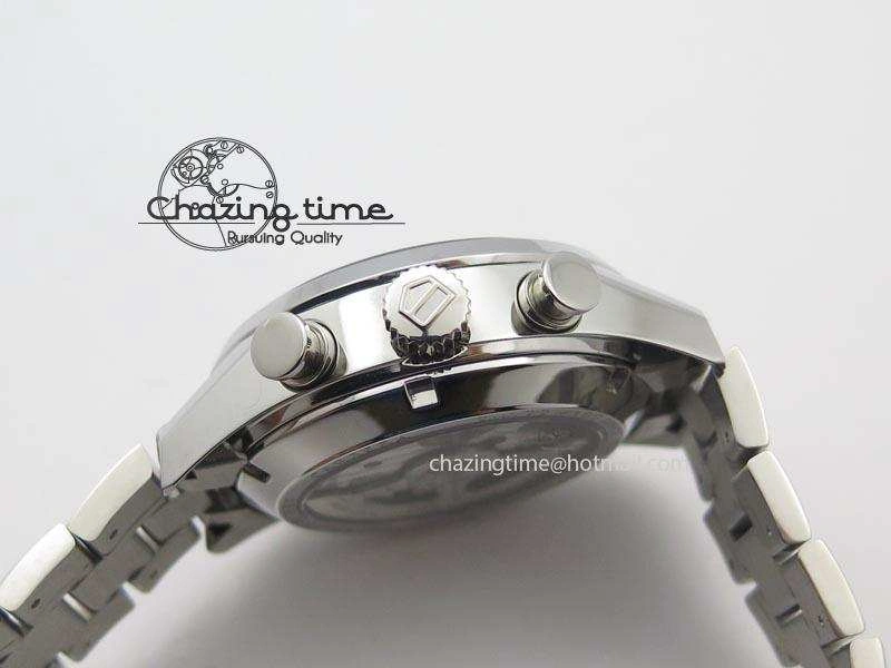 Thermal Carrera CAL1887 Chronograph SS V6F 1:1 Best Edition White Dial Blue Markers On SS Bracelet CAL 9705