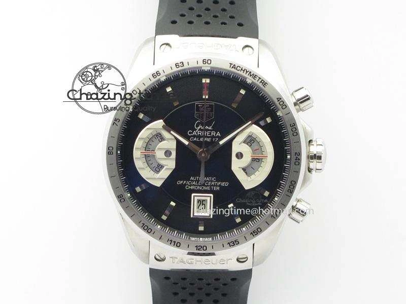 Vibrant Carrera Calibre 17 SS Black Dial On Black Rubber Strap A 9708