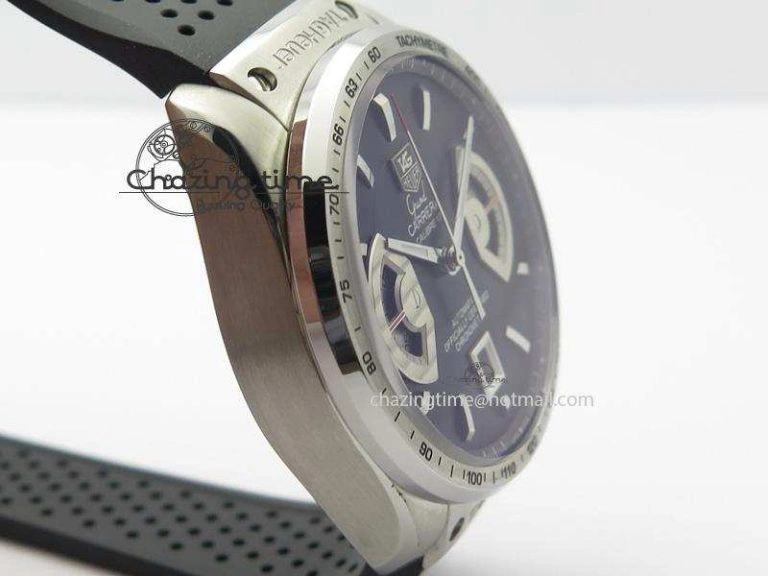Vibrant Carrera Calibre 17 SS Black Dial On Black Rubber Strap A 9708