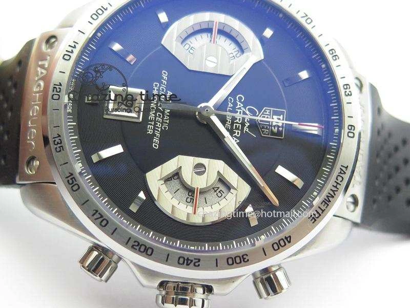Vibrant Carrera Calibre 17 SS Black Dial On Black Rubber Strap A 9708