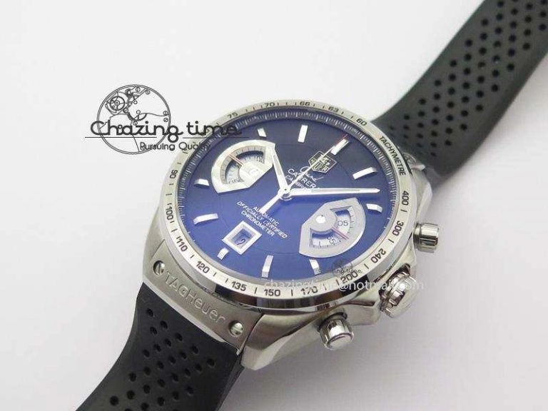 Vibrant Carrera Calibre 17 SS Black Dial On Black Rubber Strap A 9708