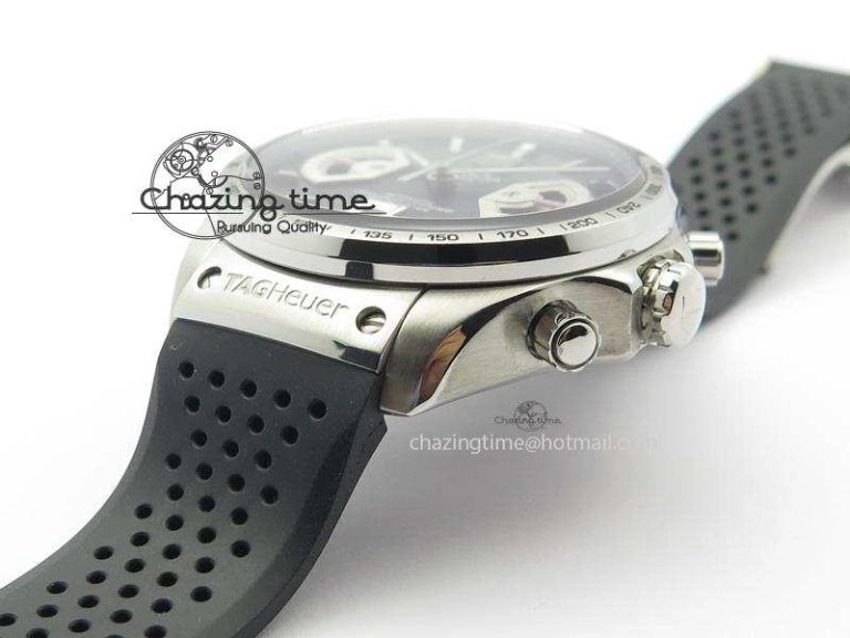 Vibrant Carrera Calibre 17 SS Black Dial On Black Rubber Strap A 9708