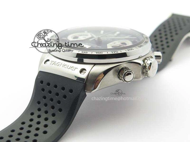 Vibrant Carrera Calibre 17 SS Black Dial On Black Rubber Strap A 9708