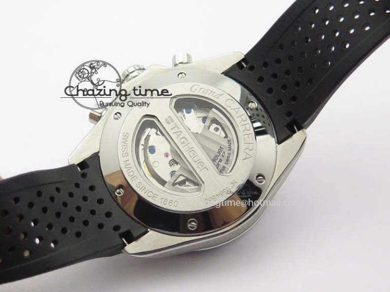 Vibrant Carrera Calibre 17 SS Black Dial On Black Rubber Strap A 9708