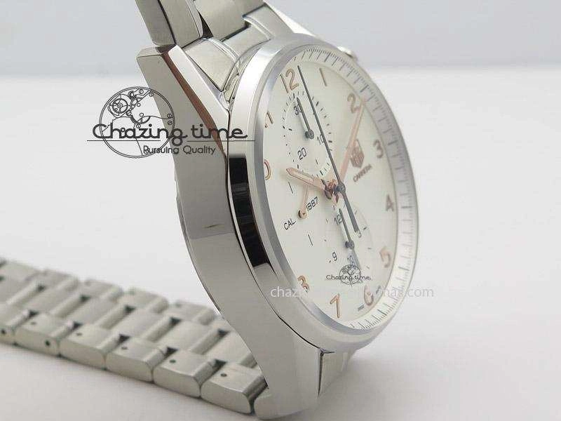 Practical Carrera Calibre 1887 Chrono V6F 1:1 Best Edition White Dial On SS Bracelet CAL 9713