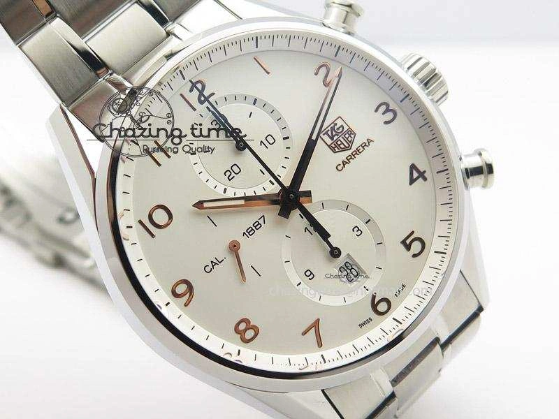 Practical Carrera Calibre 1887 Chrono V6F 1:1 Best Edition White Dial On SS Bracelet CAL 9713