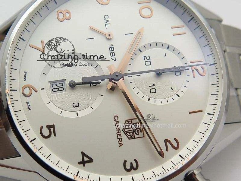 Practical Carrera Calibre 1887 Chrono V6F 1:1 Best Edition White Dial On SS Bracelet CAL 9713