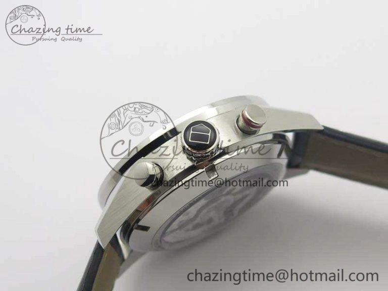 Contemporary Carrera Calibre 1887 Day-Date SS V6F 1:1 Best Edition Ceramic Bezel Black Dial On Leather Strap A 9690