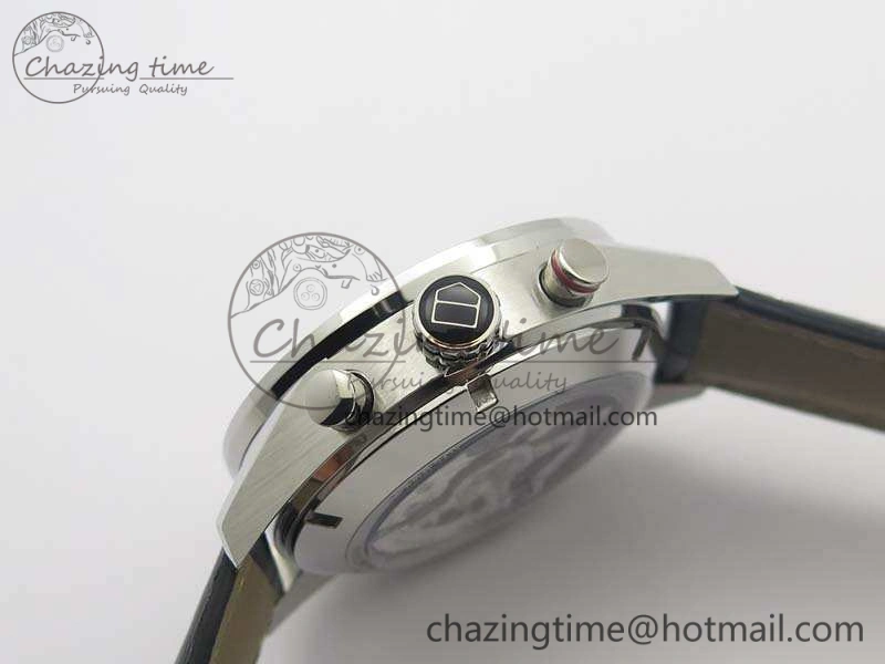 Contemporary Carrera Calibre 1887 Day-Date SS V6F 1:1 Best Edition Ceramic Bezel Black Dial On Leather Strap A 9690