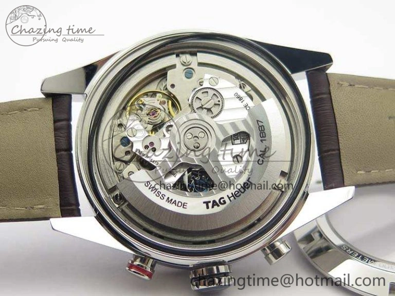 Youthful Carrera Calibre 1887 Day-Date SS V6F 1:1 Best Edition Ceramic Bezel Brown Dial On Leather Strap A 9691