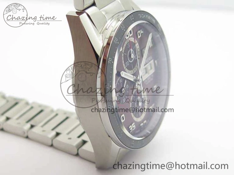 Carrera Calibre 1887 Day-Date SS V6F 1:1 Best Edition Ceramic Bezel Brown Dial On SS Bracelet A Neat 9688