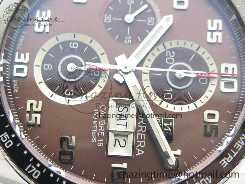 Carrera Calibre 1887 Day-Date SS V6F 1:1 Best Edition Ceramic Bezel Brown Dial On SS Bracelet A Neat 9688