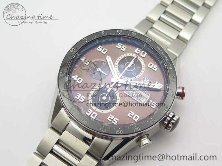 Carrera Calibre 1887 Day-Date SS V6F 1:1 Best Edition Ceramic Bezel Brown Dial On SS Bracelet A Neat 9688