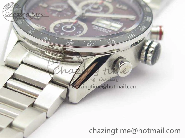 Carrera Calibre 1887 Day-Date SS V6F 1:1 Best Edition Ceramic Bezel Brown Dial On SS Bracelet A Neat 9688