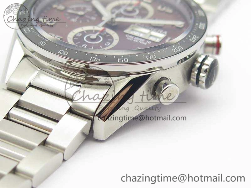 Carrera Calibre 1887 Day-Date SS V6F 1:1 Best Edition Ceramic Bezel Brown Dial On SS Bracelet A Neat 9688