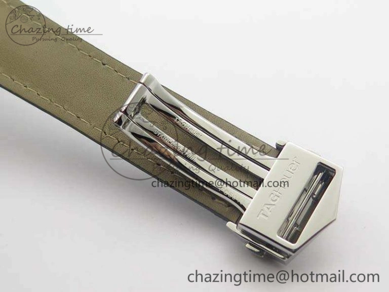 Carrera Calibre 1887 Day-Date SS V6F 1:1 Best Edition Ceramic Bezel Gray Dial On Leather Strap A Fashionable 9689