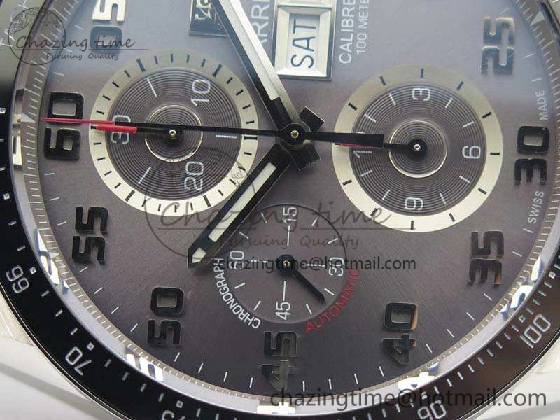 Carrera Calibre 1887 Day-Date SS V6F 1:1 Best Edition Ceramic Bezel Gray Dial On Leather Strap A Fashionable 9689