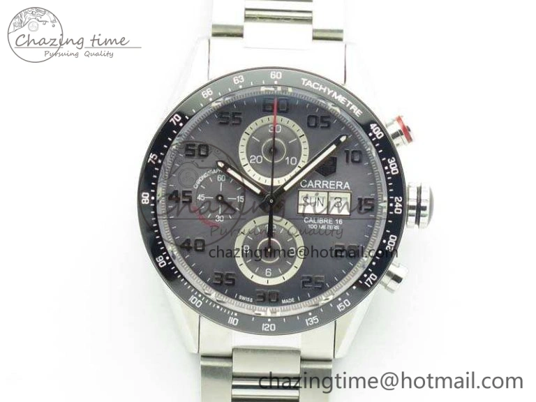 Carrera Calibre 1887 Day-Date SS V6F 1:1 Best Edition Ceramic Bezel Gray Dial On SS Bracelet A EasyMatch 9687