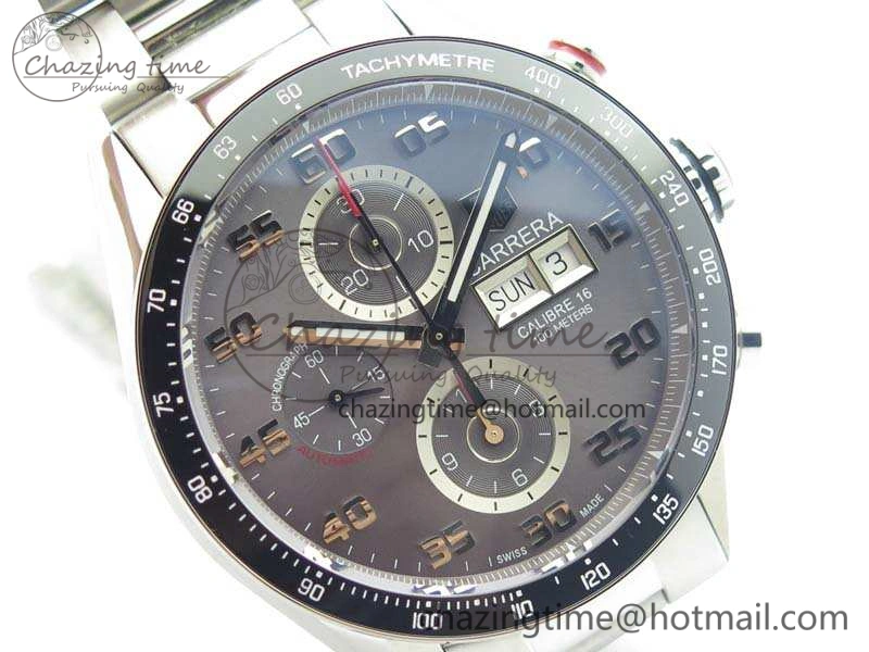 Carrera Calibre 1887 Day-Date SS V6F 1:1 Best Edition Ceramic Bezel Gray Dial On SS Bracelet A EasyMatch 9687