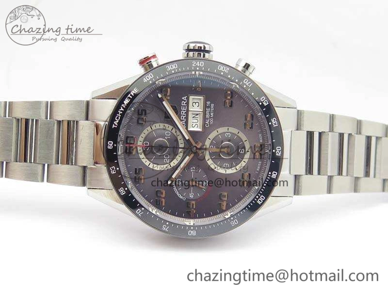 Carrera Calibre 1887 Day-Date SS V6F 1:1 Best Edition Ceramic Bezel Gray Dial On SS Bracelet A EasyMatch 9687