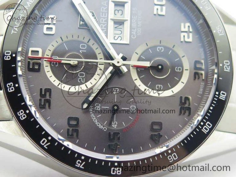 Carrera Calibre 1887 Day-Date SS V6F 1:1 Best Edition Ceramic Bezel Gray Dial On SS Bracelet A EasyMatch 9687