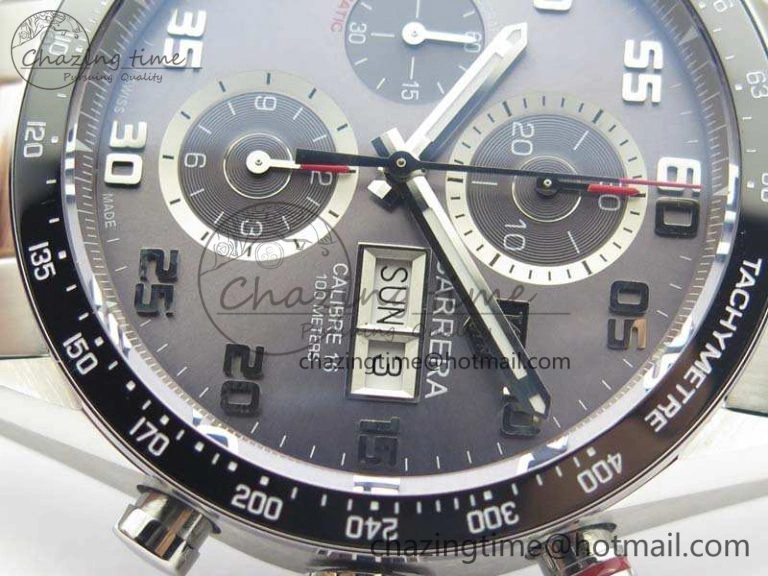 Carrera Calibre 1887 Day-Date SS V6F 1:1 Best Edition Ceramic Bezel Gray Dial On SS Bracelet A EasyMatch 9687