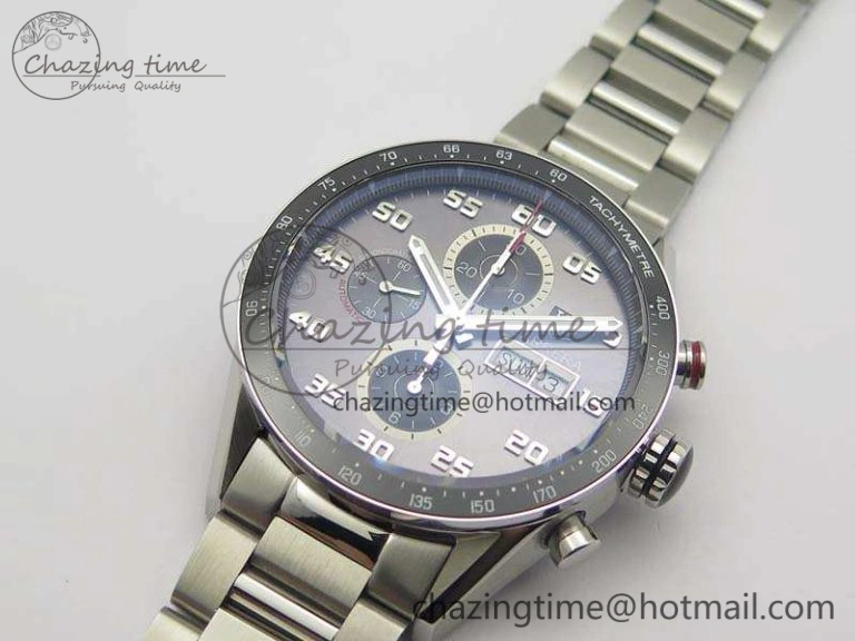 Carrera Calibre 1887 Day-Date SS V6F 1:1 Best Edition Ceramic Bezel Gray Dial On SS Bracelet A EasyMatch 9687