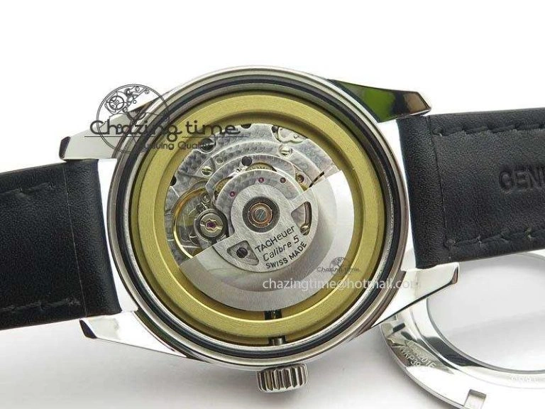 TechFriendly Carrera Day-Date Automatic SS Black Dial On Black Leather Strap A 9693