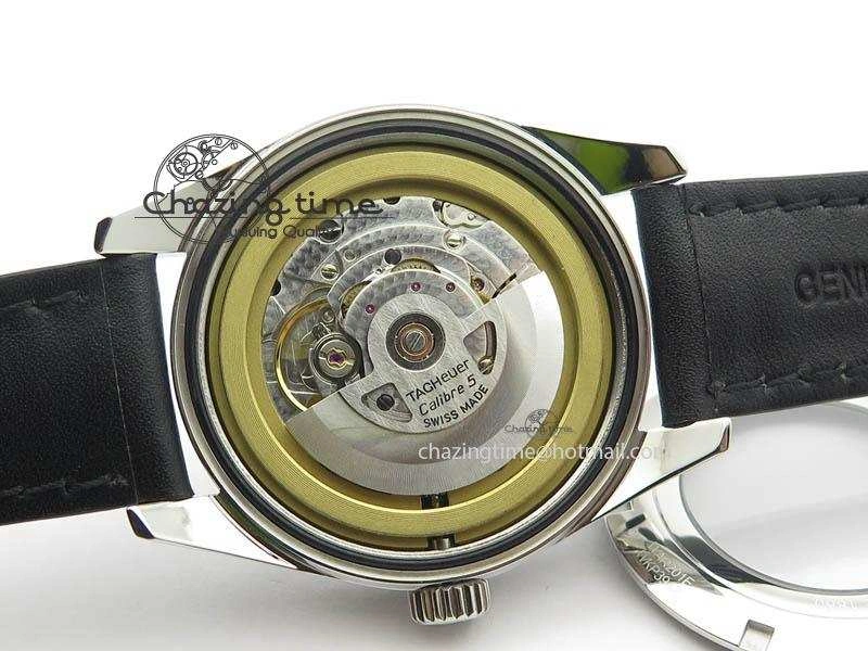 TechFriendly Carrera Day-Date Automatic SS Black Dial On Black Leather Strap A 9693