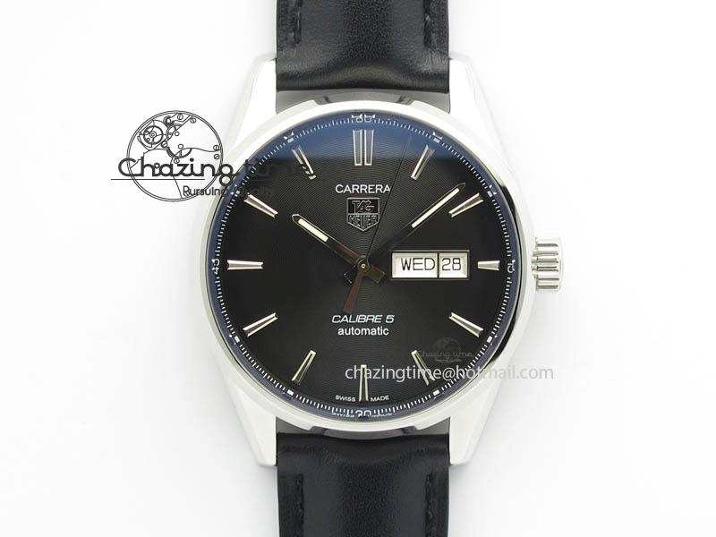 TechFriendly Carrera Day-Date Automatic SS Black Dial On Black Leather Strap A 9693