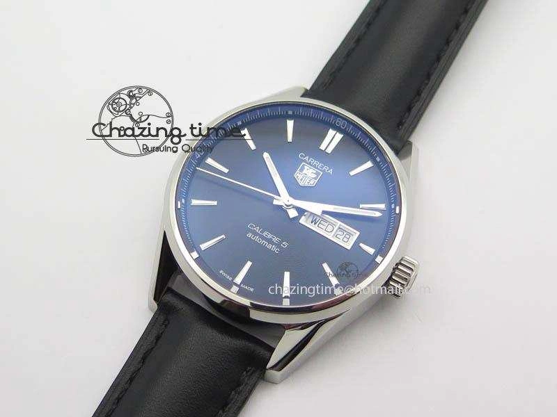 TechFriendly Carrera Day-Date Automatic SS Black Dial On Black Leather Strap A 9693