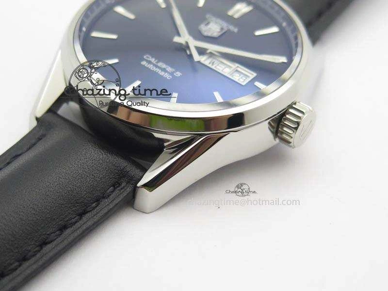 TechFriendly Carrera Day-Date Automatic SS Black Dial On Black Leather Strap A 9693
