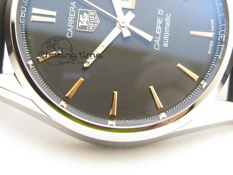 UrbanStyle Carrera Day-Date Automatic SS Black Dial RG Markers On Black Leather Strap A 9694