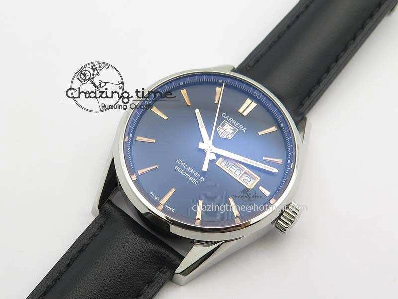 UrbanStyle Carrera Day-Date Automatic SS Black Dial RG Markers On Black Leather Strap A 9694