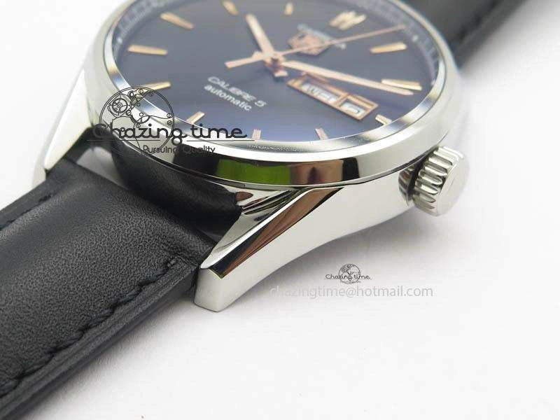 UrbanStyle Carrera Day-Date Automatic SS Black Dial RG Markers On Black Leather Strap A 9694