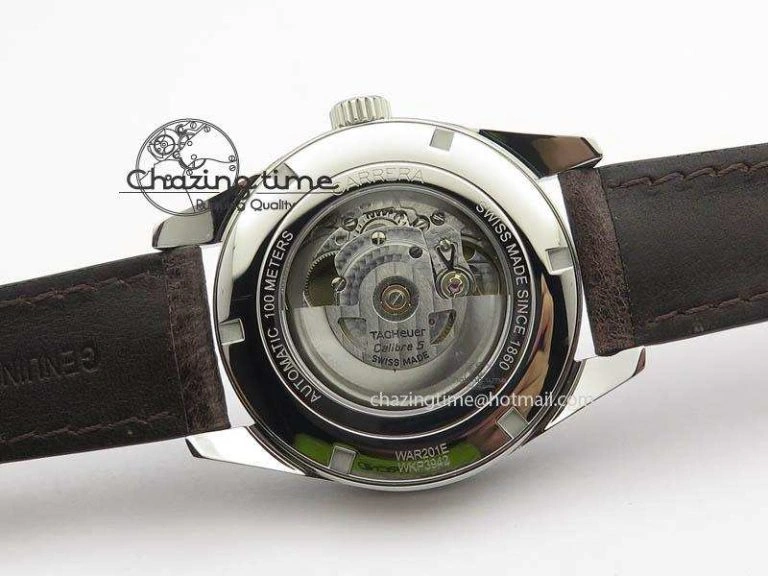 Carrera Day-Date Automatic SS White Dial On Brown Leather Strap A Modern 9695
