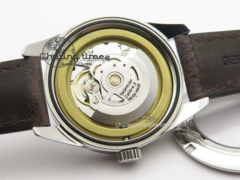 Carrera Day-Date Automatic SS White Dial On Brown Leather Strap A Modern 9695