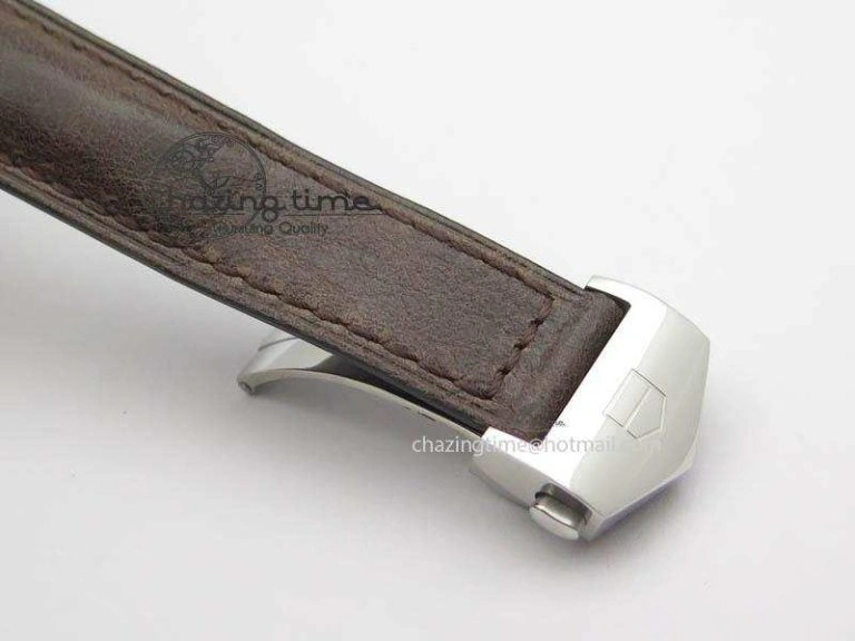 Carrera Day-Date Automatic SS White Dial On Brown Leather Strap A Modern 9695