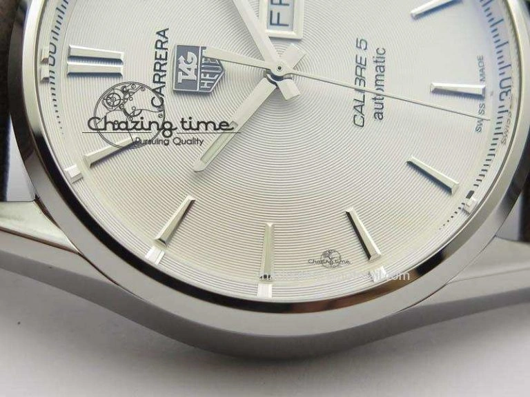 Carrera Day-Date Automatic SS White Dial On Brown Leather Strap A Modern 9695