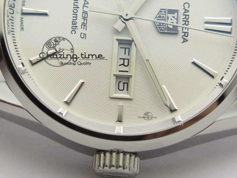 Carrera Day-Date Automatic SS White Dial On Brown Leather Strap A Modern 9695