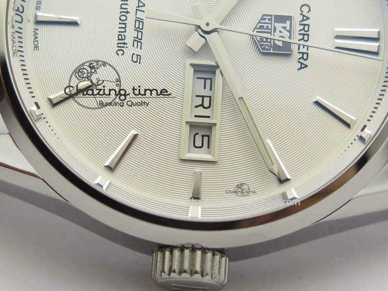Carrera Day-Date Automatic SS White Dial On Brown Leather Strap A Modern 9695