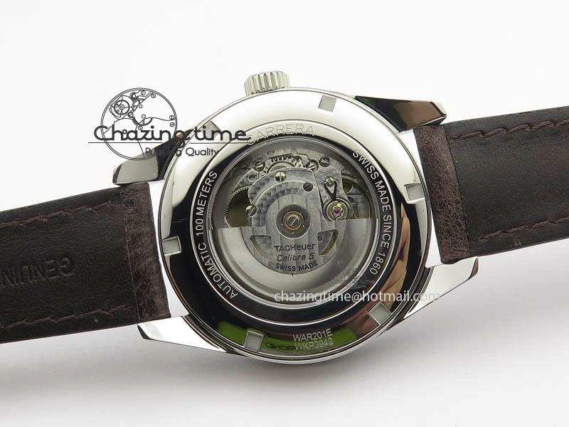 DailyWear Carrera Day-Date Automatic SS White Dial RG Markers On Brown Leather Strap A 9696
